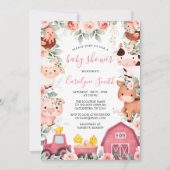 EDITABLE Girl Boerderij Baby shower Invitation Kaart (Voorkant)