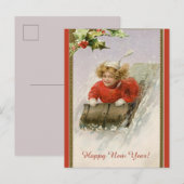 Editable Girl Slaping Happy Nieuwjaar Briefkaart (Voorkant / Achterkant)