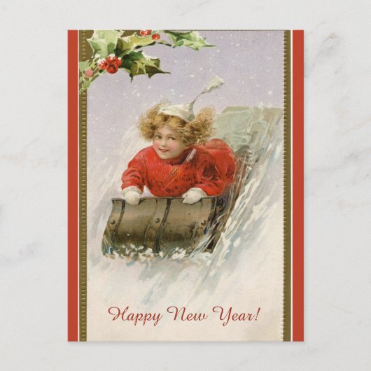 Editable Girl Slaping Happy Nieuwjaar Briefkaart (Voorkant)