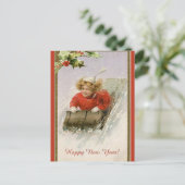 Editable Girl Slaping Happy Nieuwjaar Briefkaart (Staand voorkant)