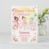 Editable Girl's Dance-uitnodiging Kaart (Staand voorkant)