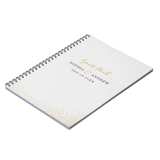 Editable glam faux gold glitter bruiloft gastboek notitieboek (Linkerzijde)