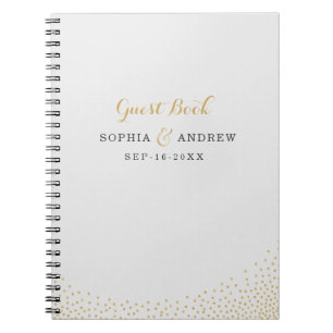 Editable glam faux gold glitter bruiloft gastboek notitieboek