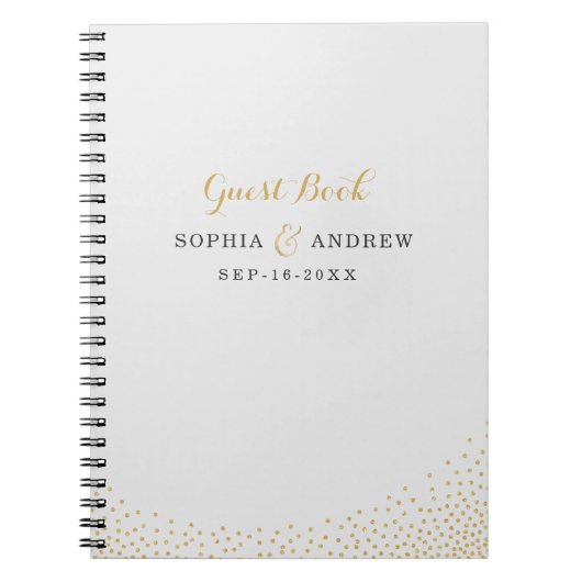 Editable glam faux gold glitter bruiloft gastboek notitieboek (Voorkant)