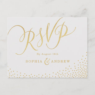 Editable glam faux gold glitter calligraphy RSVP Uitnodiging Briefkaart