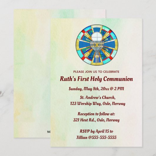 Editable Glas in lood Chalice First Community Kaart (Voorkant / Achterkant)