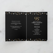 Editable Gold Black confetti 95e verjaardagsprogra Programma (Binnen)
