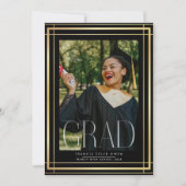 Editable Gold Border High School Photo Afstuderen Aankondiging (Voorkant)