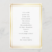 Editable Gold Border High School Photo Afstuderen Aankondiging (Achterkant)