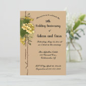 Editable Gold Currants Ribbon Golden Anniversary Kaart (Staand voorkant)