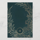 Editable Gold Foil & Emerald Green Wreath Monogram Kaart (Achterkant)