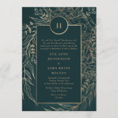 Editable Gold Foil & Emerald Green Wreath Monogram Kaart (Voorkant)