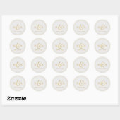 Editable gold glitter vintage bruiloft monogram ronde sticker (Vel)