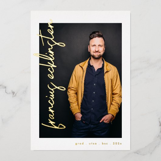 Editable Gold Names Photo University Afstuderen Folie Uitnodiging (Voorkant)