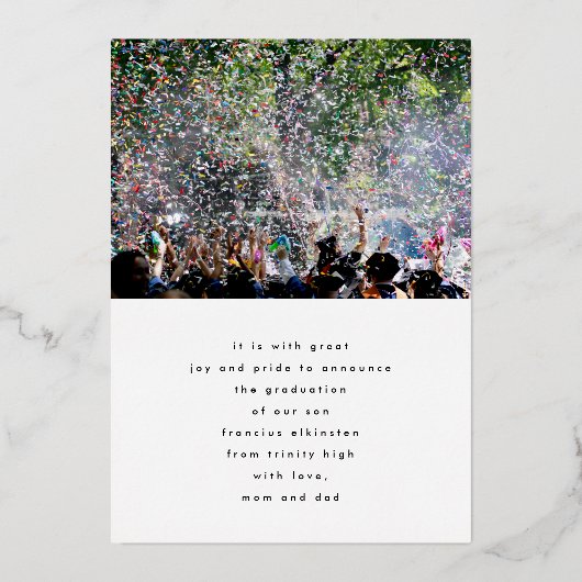 Editable Gold Names Photo University Afstuderen Folie Uitnodiging (Achterkant)