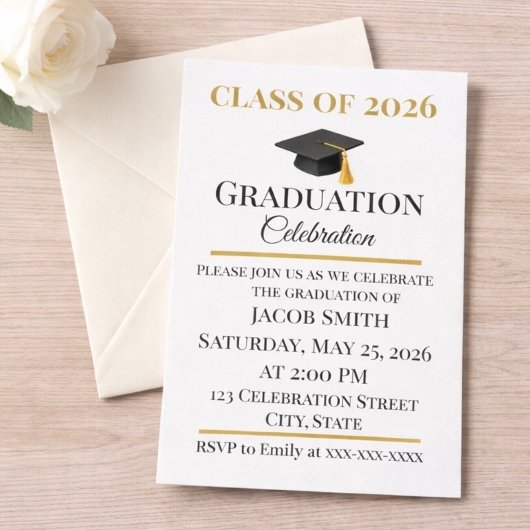 Editable Graduation Invitation 5x7  Kaart