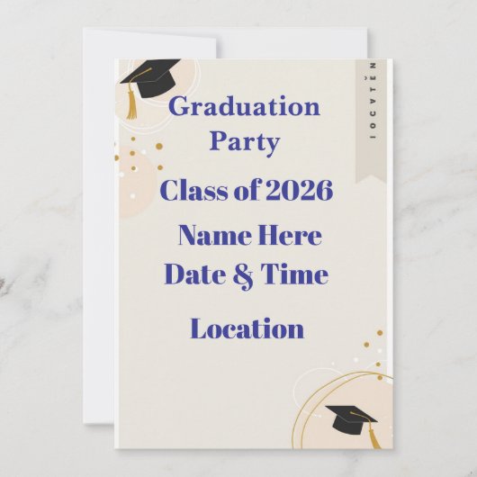 Editable Graduation Invitation 7x5 – Minimal Horiz Feestdagenkaart (Voorkant)