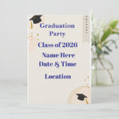 Editable Graduation Invitation 7x5 – Minimal Horiz Feestdagenkaart (Staand voorkant)