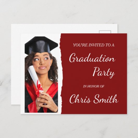 EDITABLE Graduation Party Invitation Sjabloon (Voorkant / Achterkant)