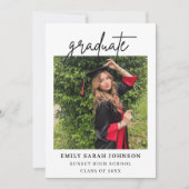 Editable Graduation Photo Invite 2026 Kaart (Voorkant)