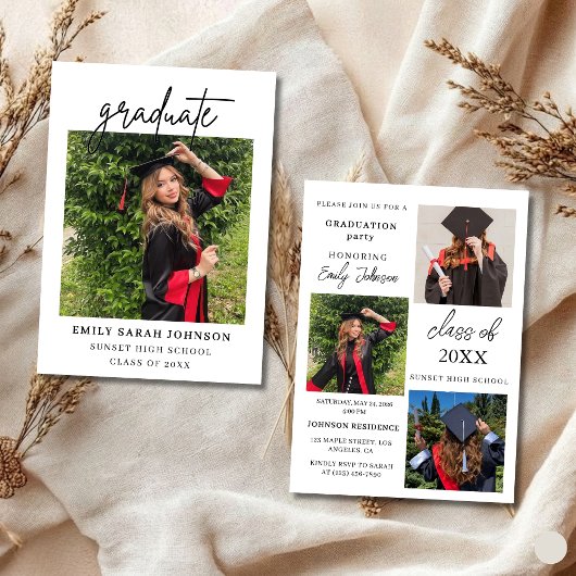 Editable Graduation Photo Invite 2026 Kaart