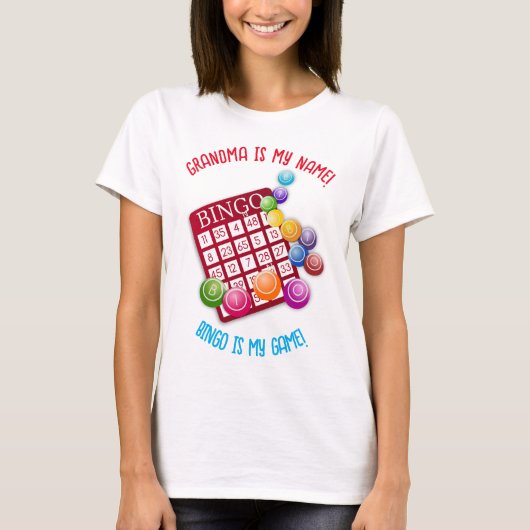 Editable Grandma is mijn naam Bingo is mijn game T-shirt (Voorkant)