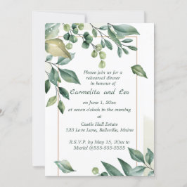 Editable Green Branches Rehearsal Dinner Kaart