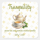 Editable Green Tea and Jasmine Product Vierkante Sticker (Voorkant)