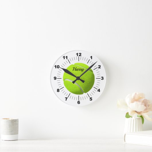 Editable Green Tennis Ball Ronde Klok (Huis)