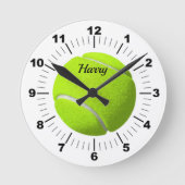 Editable Green Tennis Ball Ronde Klok (Voorkant)