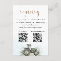 EDITABLE Groene Tractor Baby shower Registry