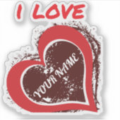 Editable Grunge Heart Love Design – Add Your Own T Sticker (Voorkant)
