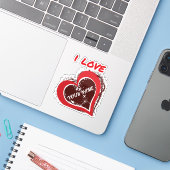 Editable Grunge Heart Love Design – Add Your Own T Sticker (Laptop met iPhone)