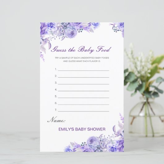 Editable Guess the Baby Food Baby Shower Game (Staand voorkant)