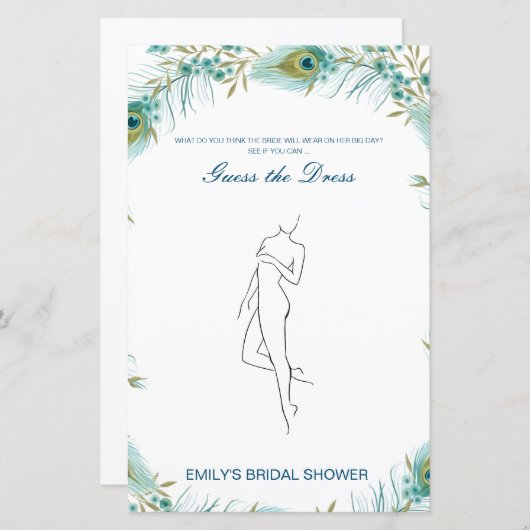 Editable Guess the Dress Bridal Shower Game (Voorkant / Achterkant)