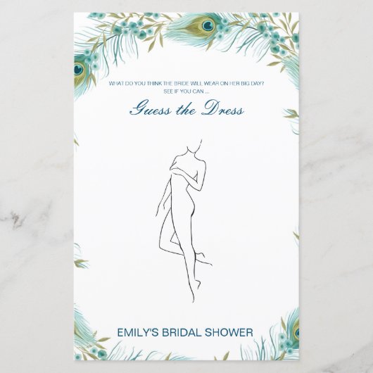 Editable Guess the Dress Bridal Shower Game (Voorkant)