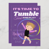 Editable Gymnastics Party Printable + Digital Kaart (Voorkant / Achterkant)