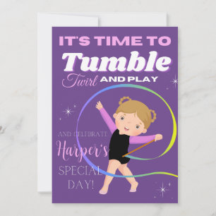 Editable Gymnastics Party Printable + Digital Kaart