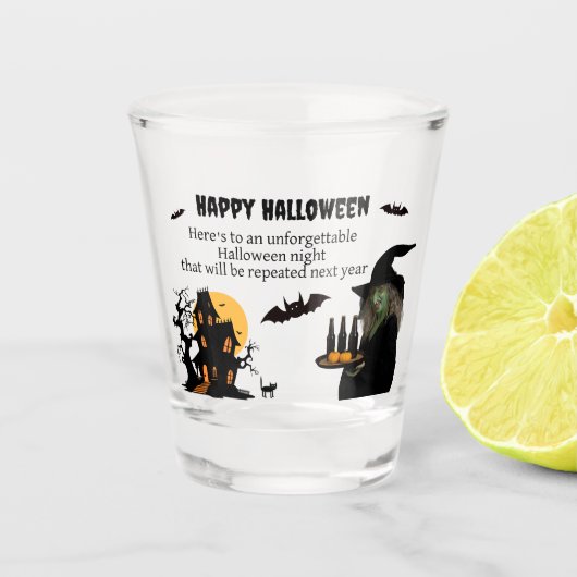 Editable Halloween Glass: ‘Happy Halloween" Shot Glas (Voorkant)