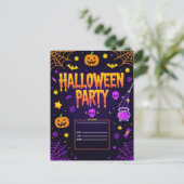 Editable Halloween Party Feestdagenkaart (Staand voorkant)