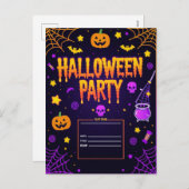 Editable Halloween Party Feestdagenkaart (Voorkant / Achterkant)