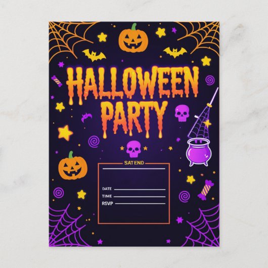 Editable Halloween Party Feestdagenkaart (Voorkant)