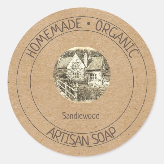 Editable Handmade Artisan Soap Kraft Paper Ronde Sticker (Voorkant)