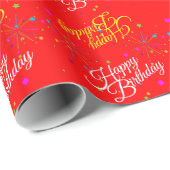 Editable Happy Birthday op rood of in je eigen kle Cadeaupapier (Rol Hoek)