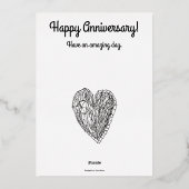 Editable Happy Jubileum Love Heart Folie Card Folie Uitnodiging (Achterkant)