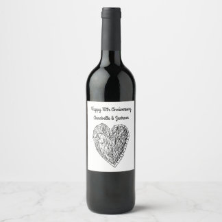 Editable Happy Jubileum Love Heart Wine Label Wijn Etiket
