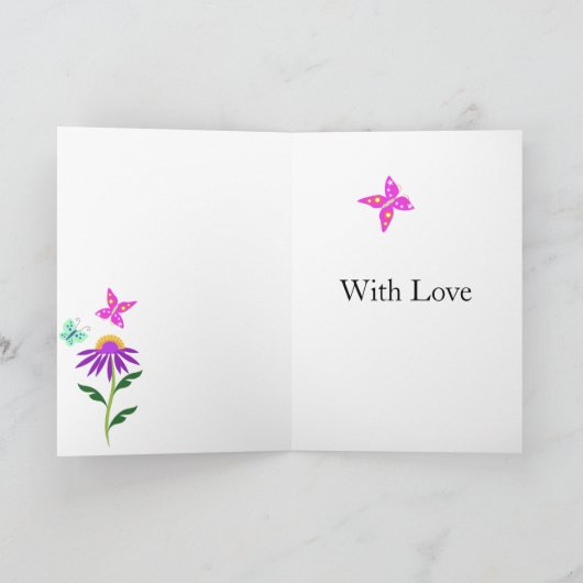 Editable Hartelijk dank, Butterflies en Flowers Feestdagen Kaart (Binnen)