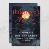 Editable Haunted Gate Halloween Party Invitation Kaart (Voorkant / Achterkant)