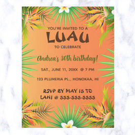 Editable Hawaiian Luau Birthday Uitnodiging