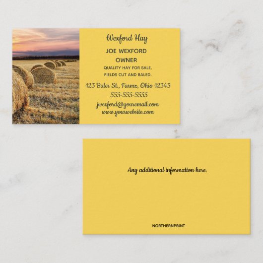 Editable Hay Bale Visitekaartje (Voorkant / Achterkant)